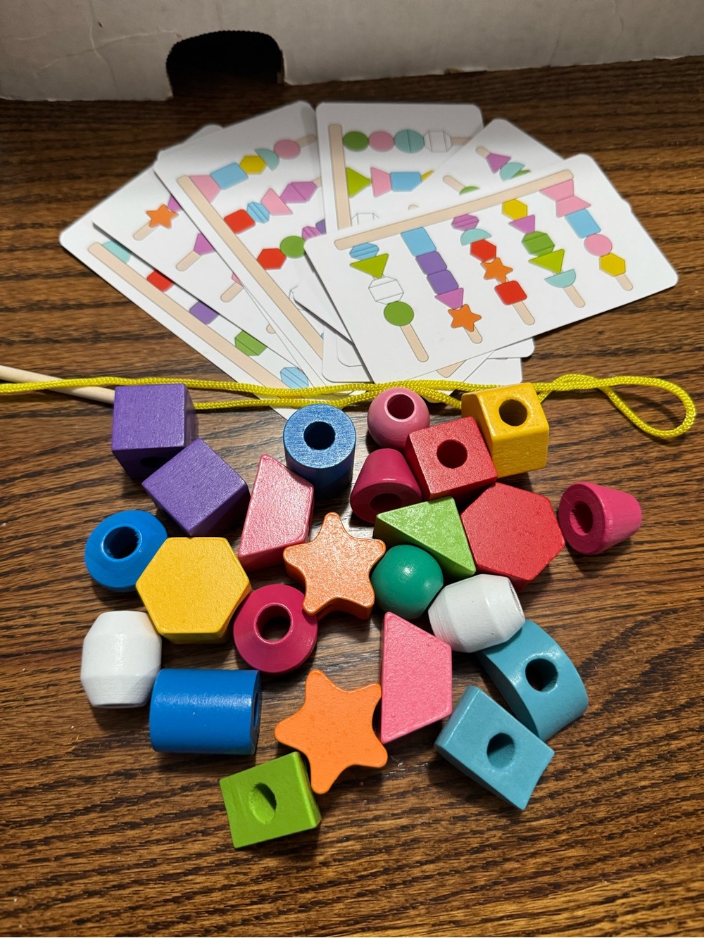Kids Wooden Bead Lacing Toy - Multicolor